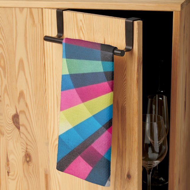 Electric Geometry Radio Waves & Sunrays Art Deco  Geschirrtuch (Drittel gefaltet)