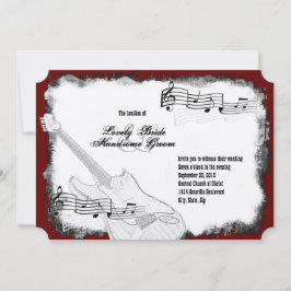 Electric Gitarre Black Red White Music Wedding Einladung
