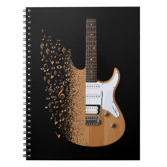 Electric Gitarre Jazz Musician Musical Noten Notizblock (Vorderseite)