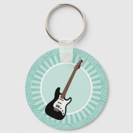 Electric Guitar Fun Turquoise Swirl Music Schlüsselanhänger