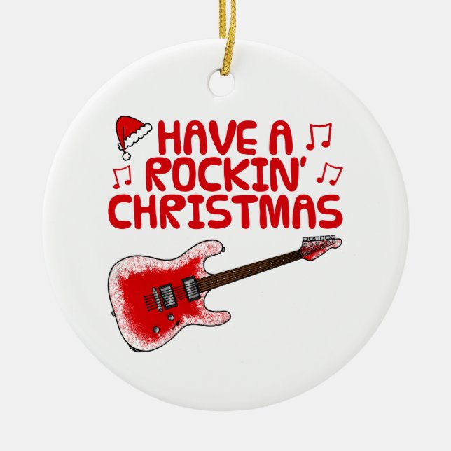 Electric Guitar Gitarre Weihnachtsdekoration Keramik Ornament (Vorne)