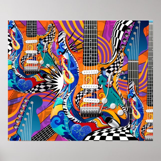 Electric Guitar Music Pop Art 60's Jokers Wild Poster (Vorne)