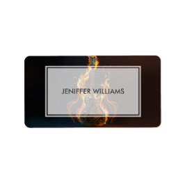 Electric guitar on fire adressaufkleber