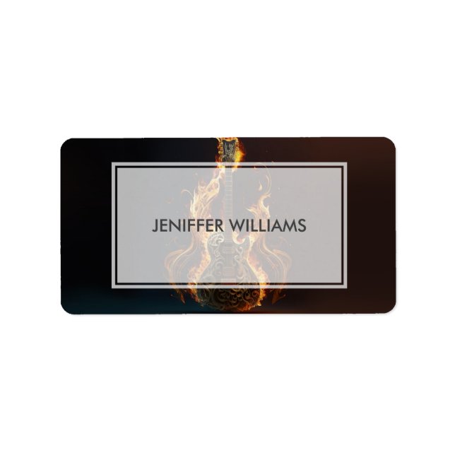 Electric guitar on fire                            adressaufkleber (Vorne)