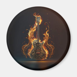 Electric guitar on fire magnet