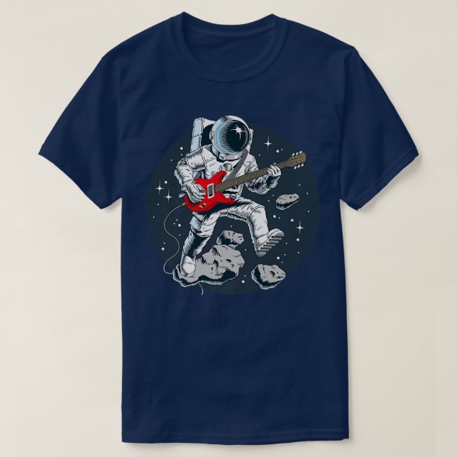 Electric Guitar Player Guitarist Rock Spaceman Ast T-Shirt (Design vorne)
