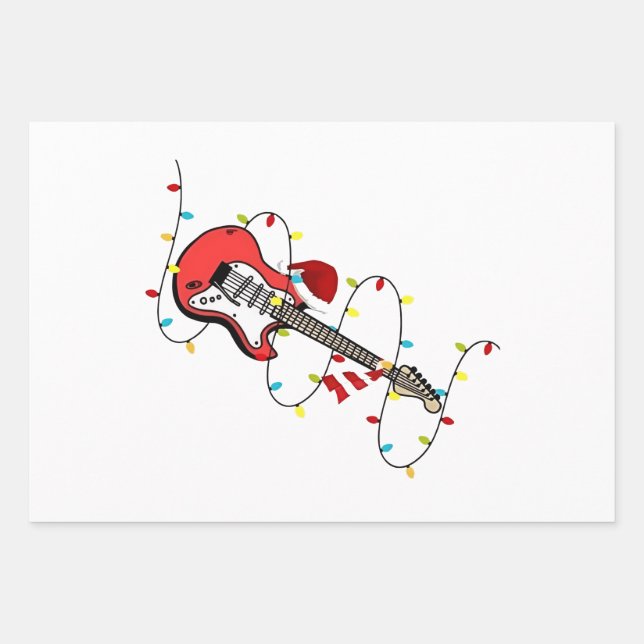 Electric Guitar Santa Claus Music Christmas Lover Geschenkpapier Set (Vorderseite)
