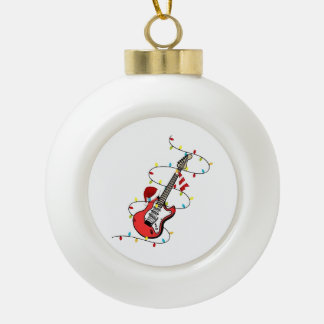 Electric Guitar Santa Claus Music Christmas Lover Keramik Kugel-Ornament