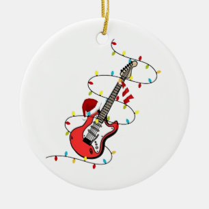 Electric Guitar Santa Claus Music Christmas Lover Keramik Ornament