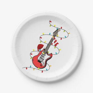 Electric Guitar Santa Claus Music Christmas Lover Pappteller
