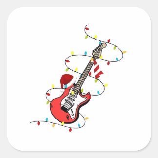 Electric Guitar Santa Claus Music Christmas Lover Quadratischer Aufkleber