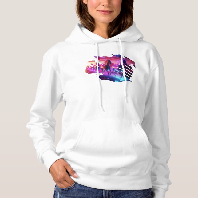Electric Herd - Synthwave Horses v2 Hoodie (Vorderseite)