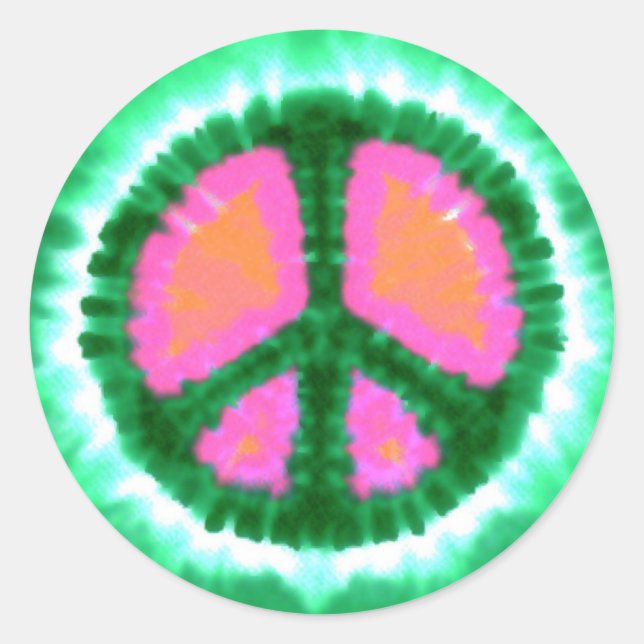 Electric Krawatte-Dye Peace Sign Runder Aufkleber (Vorderseite)