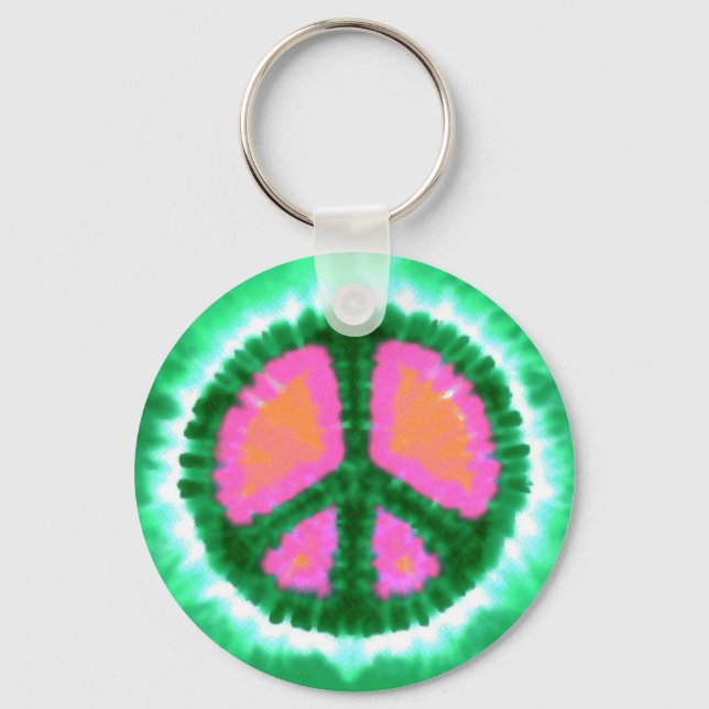 Electric Krawatte-Dye Peace Sign Schlüsselanhänger (Vorderseite)