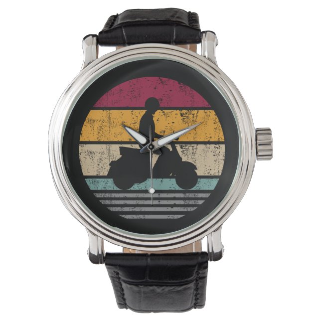 Electric motor Scooter Retro Silhouette Gift Armbanduhr (Vorderseite)
