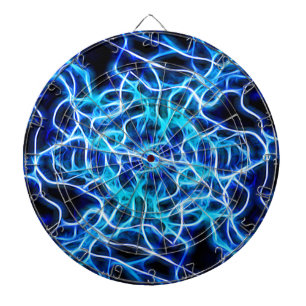 Electric Neon Aqua Blue Aquamarin Lightning Dartscheibe
