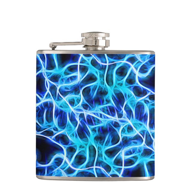 Electric Neon Blue Tesla Coil Lightning Flachmann (Vorderseite)