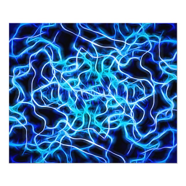 Electric Neon Blue Tesla Coil Lightning Fotodruck (Vorne)