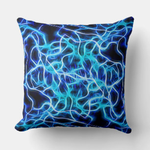 Electric Neon Blue Tesla Coil Lightning Kissen