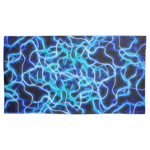 Electric Neon Blue Tesla Coil Lightning Kissenbezug