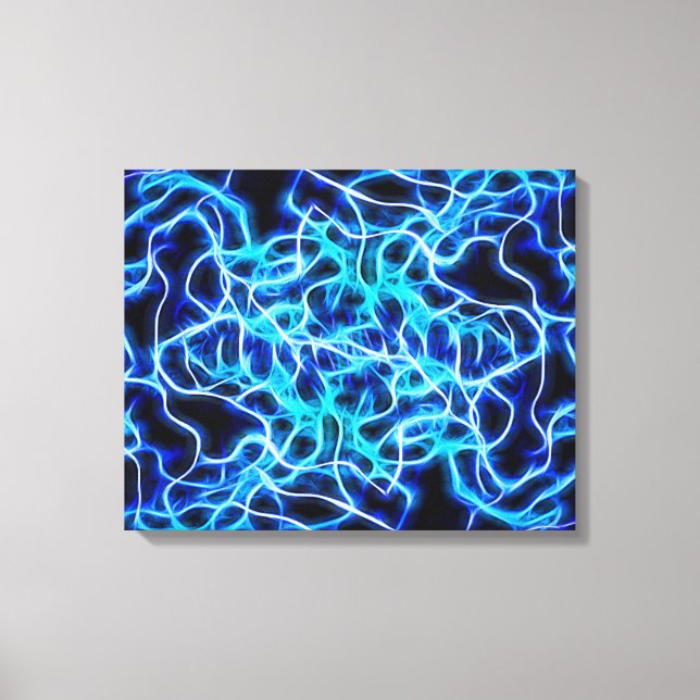 Electric Neon Blue Tesla Coil Lightning Leinwanddruck (Vorderseite)