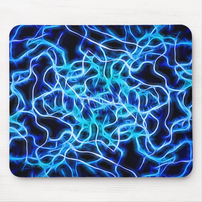 Electric Neon Blue Tesla Coil Lightning Mousepad (Vorne)