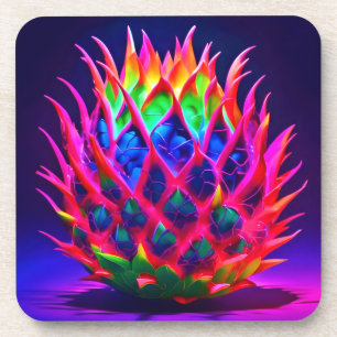 Electric Neon Dragon Fruit Getränkeuntersetzer