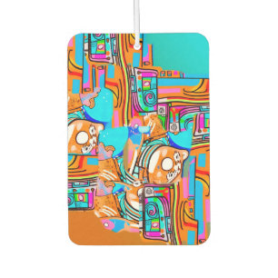 Electric Orange & Cyan Dreams — Abstraktes Design  Autolufterfrischer