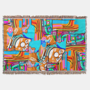 Electric Orange & Cyan Dreams — Abstraktes Design Decke