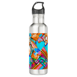 Electric Orange & Cyan Dreams — Abstraktes Design  Edelstahlflasche