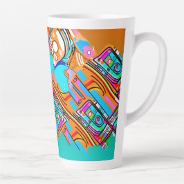 Electric Orange & Cyan Dreams — Abstraktes Design  Milchtasse