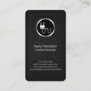 Electric Plug BlackGrunge Electrician BusinessCard Visitenkarte