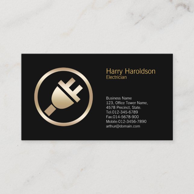 Electric Plug Icon Electrician Business Card Visitenkarte (Vorderseite)