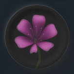 Electric Purple Glossy Bloom Moody Dark Botanical Pappteller<br><div class="desc">Illuminate your style with this electric purple glossy bloom. Featuring a vibrant magenta palette and high-shine digital finish, this floral illustration stands out with sharp, clean lines and a moody black background. Perfect for fans of modern botanical art, vaporwave aesthetics, and dark garden decor. This striking violet blossom is designed...</div>