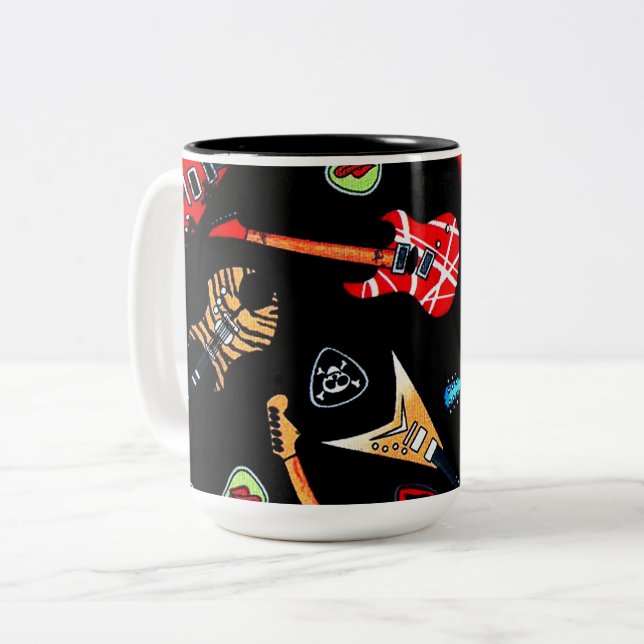 Electric Rock Guitars Zweifarbige Tasse (Vorderseite Links)