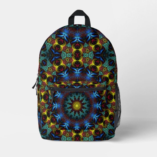 Electric Shaman Blue Mandala Lace Bedruckter Rucksack (Vorderseite)