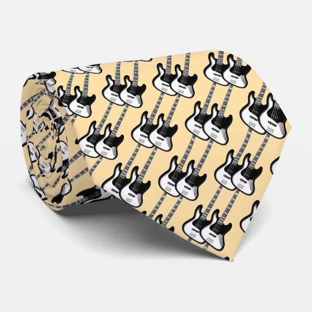 Electric Two Guitar Pattern  Krawatte (Gerollt)