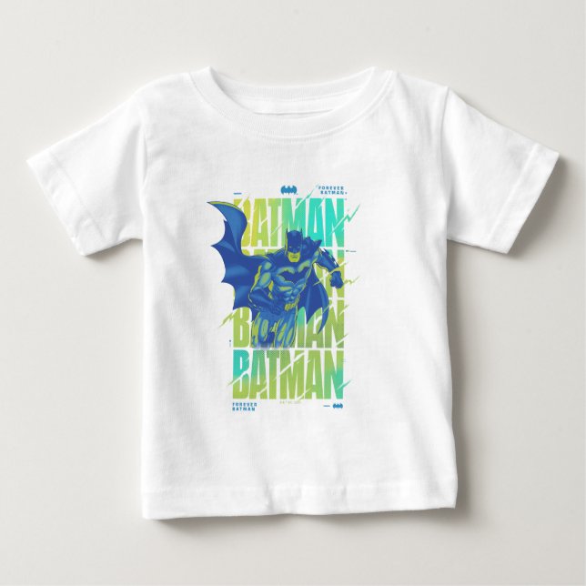 Electric Up Batman läuft durch Typografie Baby T-shirt (Vorderseite)