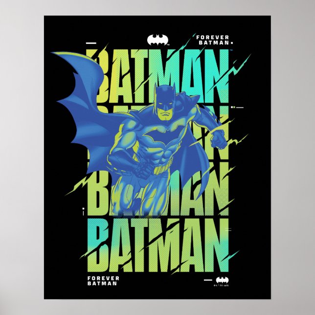 Electric Up Batman läuft durch Typografie Poster (Vorne)