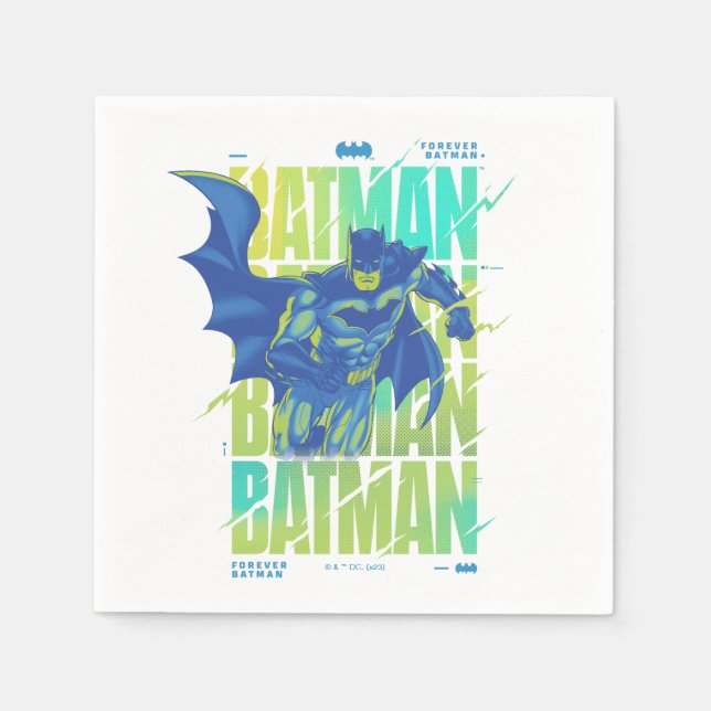 Electric Up Batman läuft durch Typografie Serviette (Vorderseite)