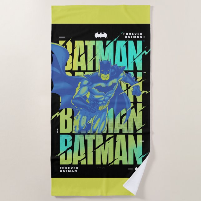 Electric Up Batman läuft durch Typografie Strandtuch (Vorderseite)