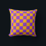 Electric Violet and Golden Amber Checkerboard Kissen<br><div class="desc">Electric Violet and Golden Amber Checkerboard</div>