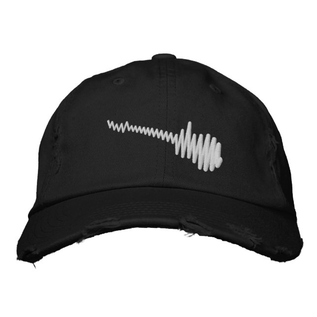 Electric White Waveform Guitar Sound Bestickte Baseballkappe (Vorderseite)