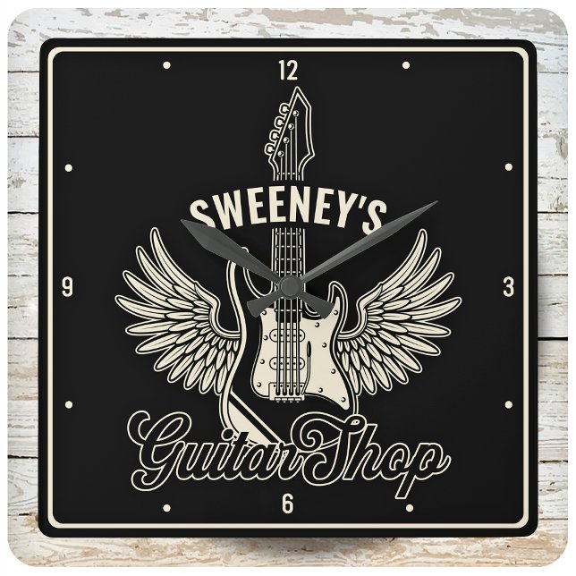 Electric Wings Gitarrist Personalisiert Guitar Sho Quadratische Wanduhr (Von Creator hochgeladen)