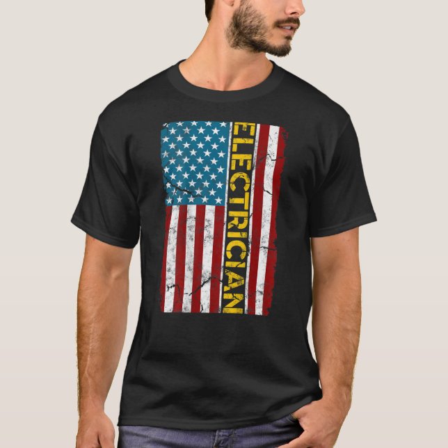 Electrical American Flag Kabel Electrical Motor T-Shirt (Vorderseite)