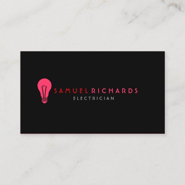 Electrical Business Card Simple Bulb Silhouette Visitenkarte (Vorderseite)