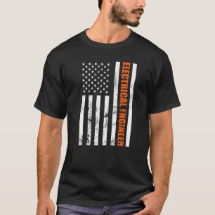 Electrical Engineer American Vertikal Flag USA T-Shirt