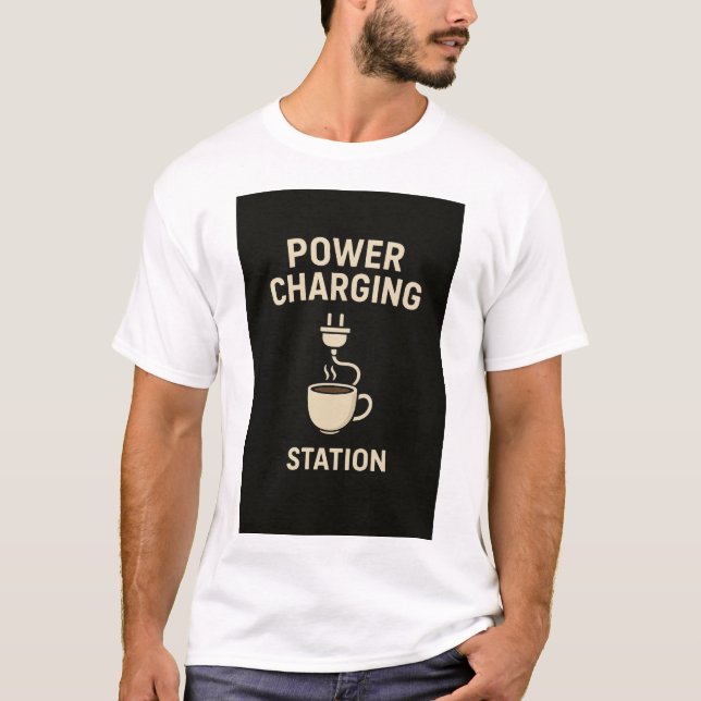 Electrical Engineer Coffee Power Charging Station T-Shirt (Vorderseite)