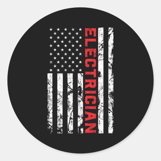 Electrical Patriotic American Flag Electrical Fa Runder Aufkleber (Vorderseite)