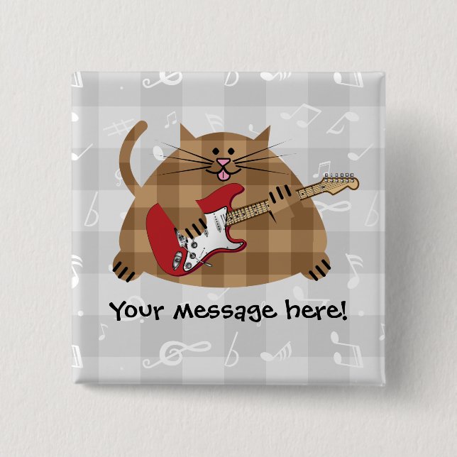 Electricat - E-Gitarren-Miezekatze-Musiker Button (Vorderseite)